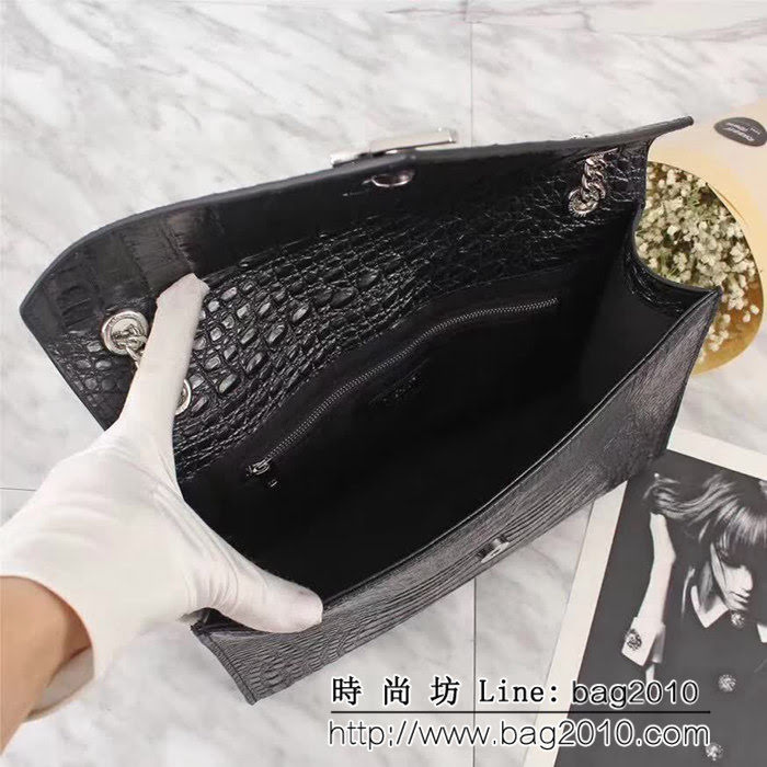 YSL聖羅蘭 經典款 互扣式金屬YSL標誌 平紋原版皮肩背包 26589 YAS1011